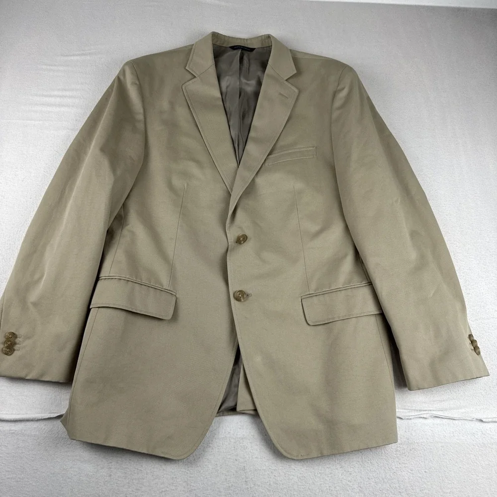 Banana Republic Tessuti Sondrio Fabric Mens Tan Blazer 42R Cotton preppy office
